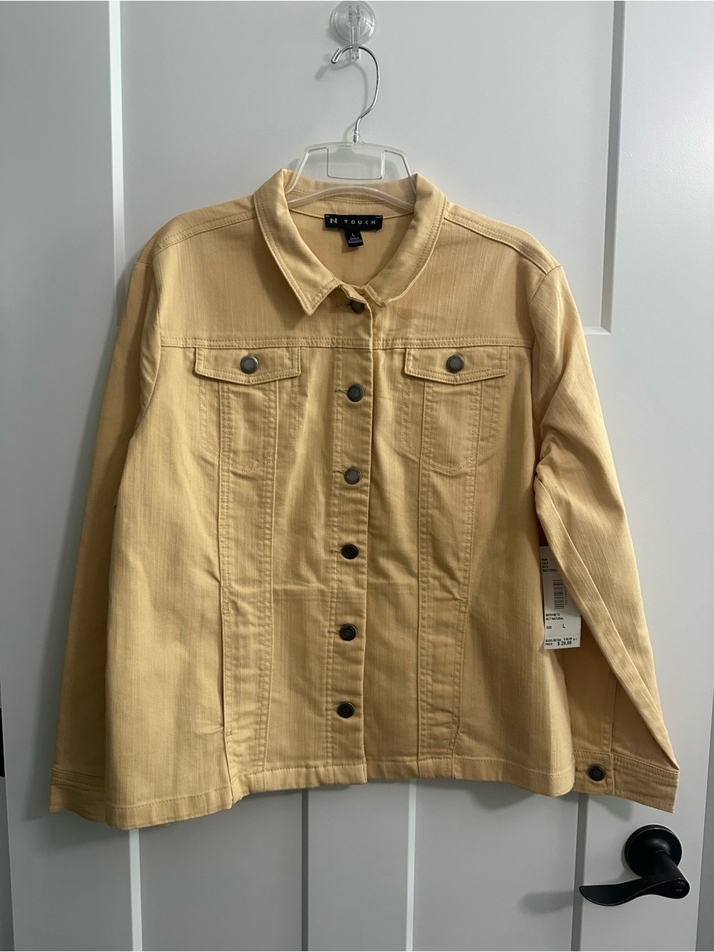 N Touch Women's Pale Yellow Denim Jacket - Classic Button-Front